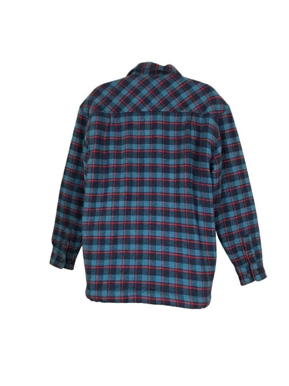 Aritzia TNA Blue & Red Plaid Flannel Faux Fur Lined Shacket Size L - Picture 6 of 8